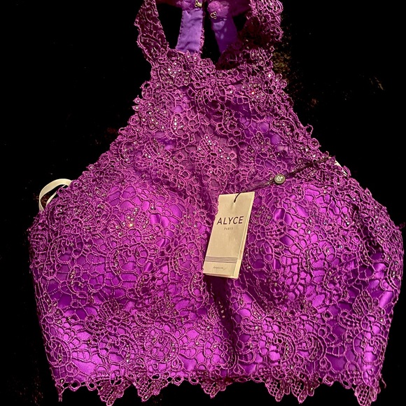 Alyce Paris Tops - Rhinestone embellished lace crop top set